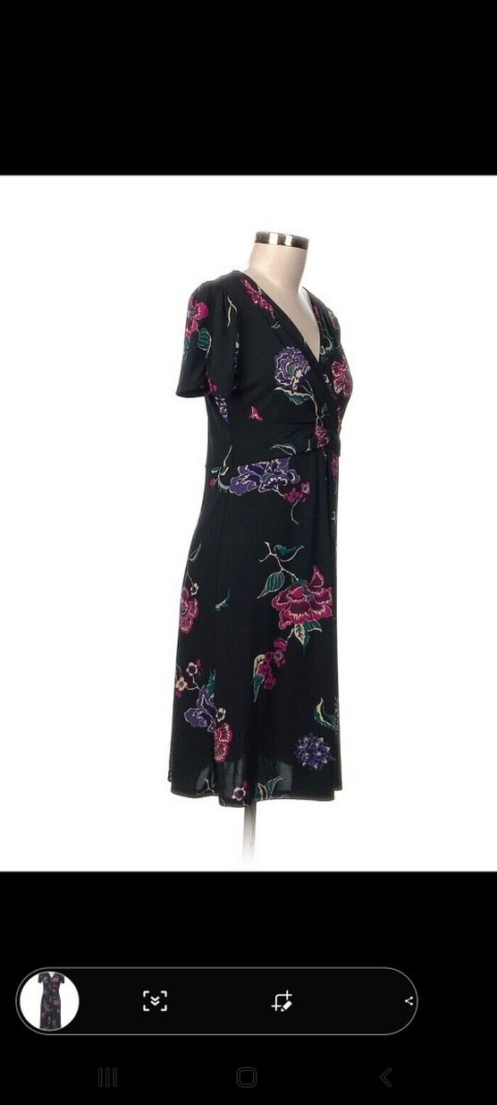 Çiçek Desenli Midi V Yaka Elbise - Görsel 2