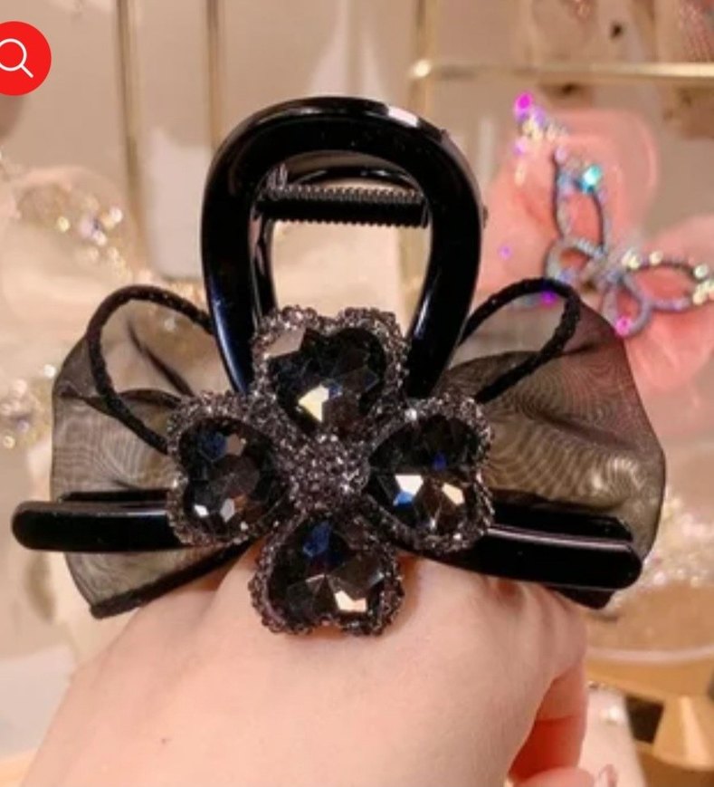 Siyah Fiyonk Detaylı Pırıltılı Gotik Saç Aksesuarı - Görsel 3