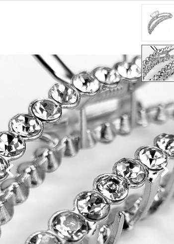 Parlak Taş Detaylı Gümüş Rengi Çelik Kelebek Saç Tokası - Görsel 3