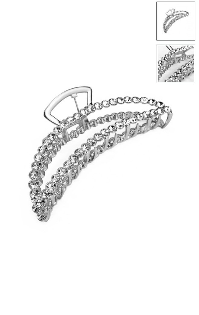 Parlak Taş Detaylı Gümüş Rengi Çelik Kelebek Saç Tokası - Görsel 2