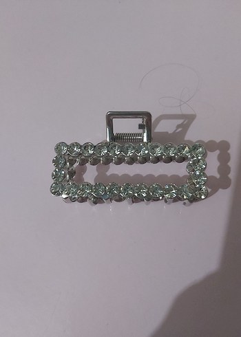 Taş  Detaylı Gümüş Rengi  Metal Saç Tokası - Görsel 2