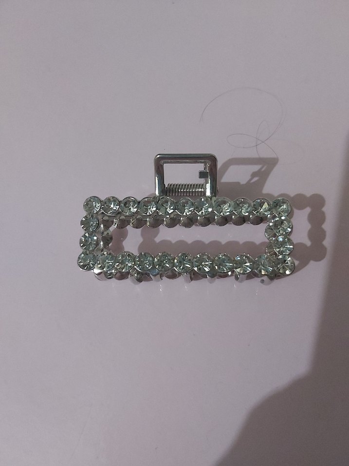 Taş  Detaylı Gümüş Rengi  Metal Saç Tokası - Görsel 2