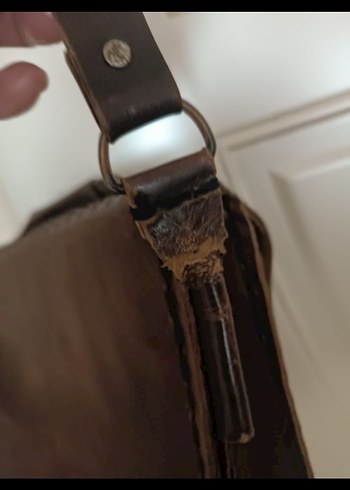 Kahverengi Omuz Çantası, Tokalı, Vintage hakiki kösele - Görsel 4