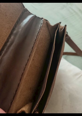 Kahverengi Omuz Çantası, Tokalı, Vintage hakiki kösele - Görsel 8