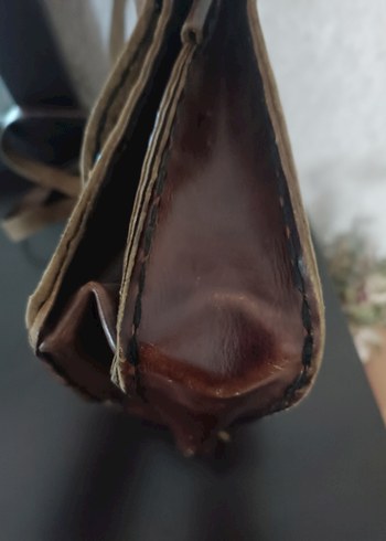Kahverengi Omuz Çantası, Tokalı, Vintage hakiki kösele - Görsel 11
