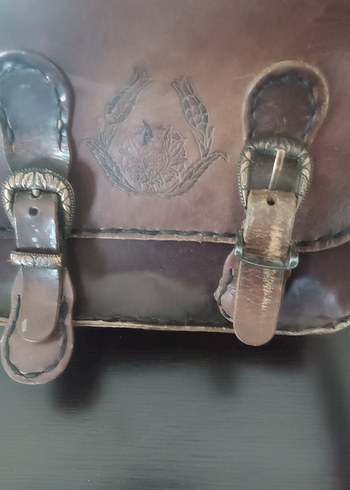 Kahverengi Omuz Çantası, Tokalı, Vintage hakiki kösele - Görsel 9