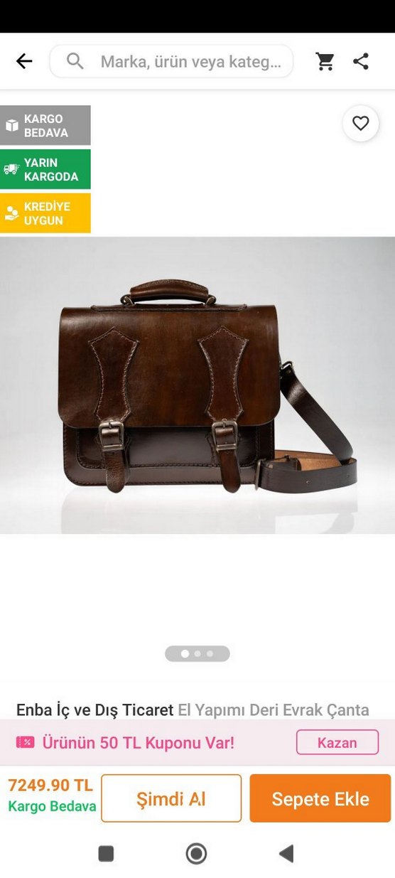 Kahverengi Omuz Çantası, Tokalı, Vintage hakiki kösele - Görsel 5