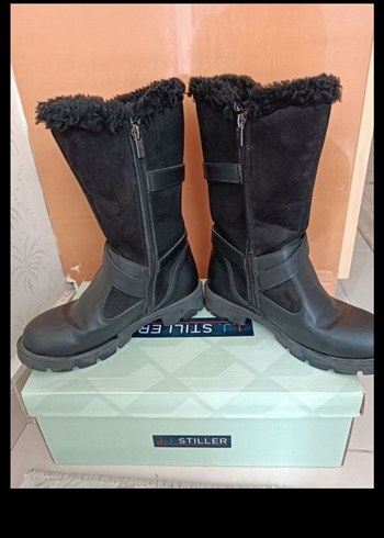 Siyah Süet Kürklü Kız Botları - Görsel 6