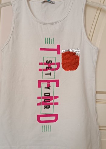 Kız Çocuk Beyaz Kolsuz Tişört - Görsel 2