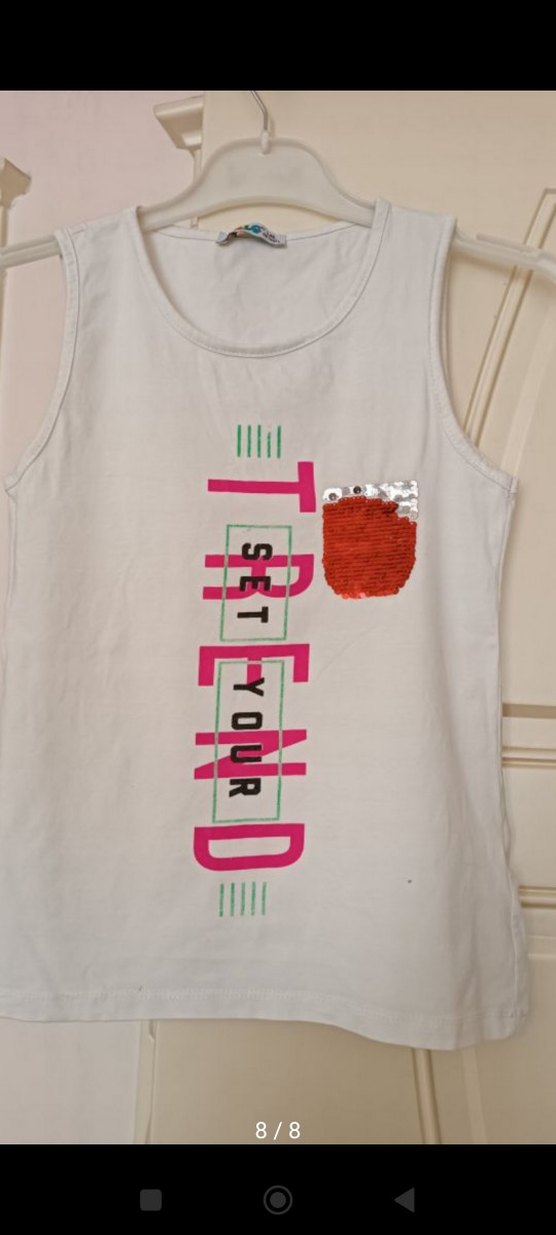 Kız Çocuk Beyaz Kolsuz Tişört - Görsel 2