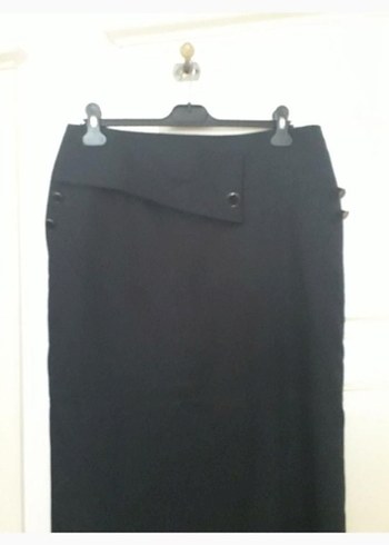 Siyah Uzun Kadın Etek Kemerli - Görsel 6