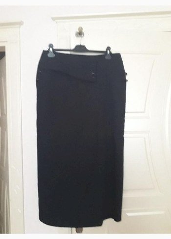 Siyah Uzun Kadın Etek Kemerli - Görsel 2