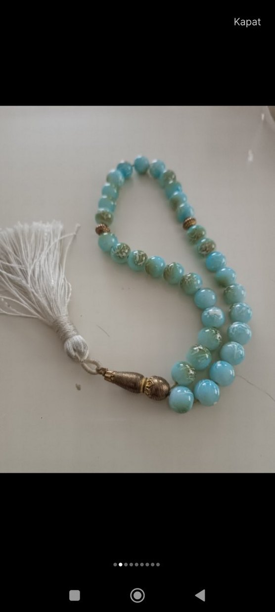 Turkuaz Renkli Bohem Tarz Erkek Tesbihi - Görsel 5