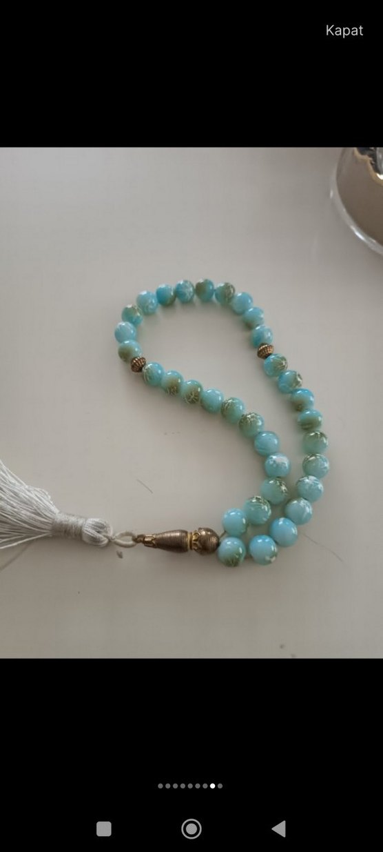 Turkuaz Renkli Bohem Tarz Erkek Tesbihi - Görsel 3