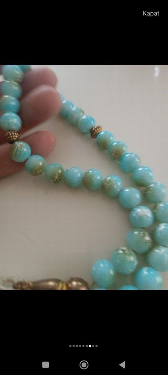 Turkuaz Renkli Bohem Tarz Erkek Tesbihi - Görsel 2