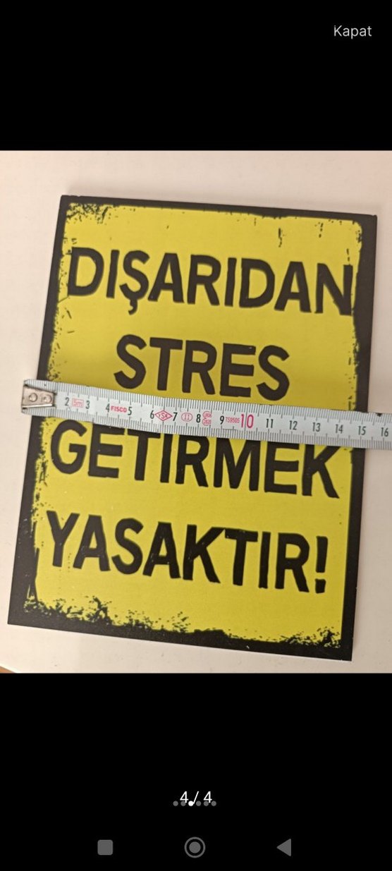 Sarı Uyarı Yazılı Metal Tabela - Görsel 3