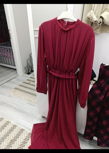 Diğer Bordo Uzun Kollu Salaş Kadın Elbise