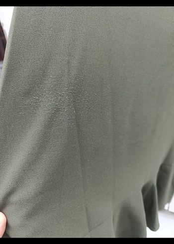 l Beden haki Renk Uzun Kollu Fırfırlı Salaş Haki Tunik