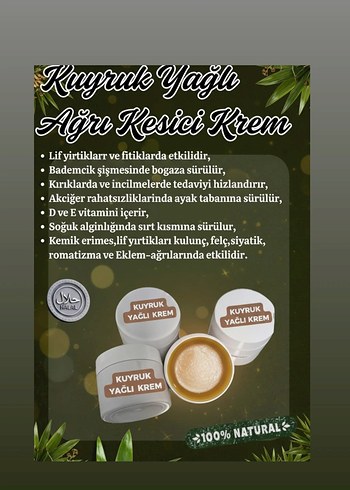 Kuyruk Yağlı Ağrı Kesici Krem 100% Doğal - Görsel 2