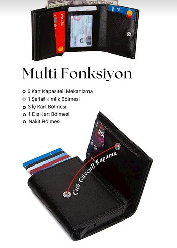 AVCA Erkek Vegan Deri Siyah cüzdan - Görsel 5