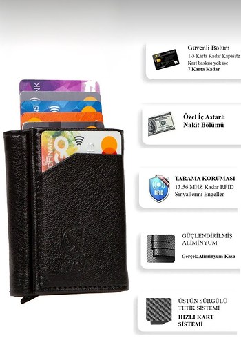 AVCA Erkek Vegan Deri Siyah cüzdan - Görsel 4