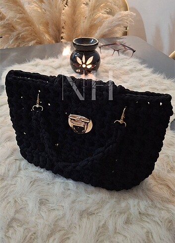 Diğer El Yapımı Siyah Örgü Çanta - NHall Design