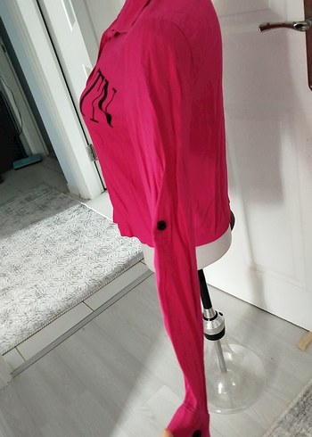 Diğer Renkli Baskılı Pembe Uzun Kollu Gömlek