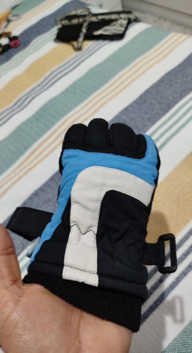 Velcro bantlı mavi erkek cocuk polar eldiven rüzgar gecirmez - Görsel 2