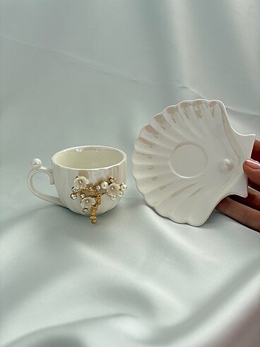 İnci Taneli Minimal Hatalı TEKLİ Kahve Fincanı
