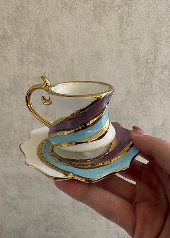 İthal TEKLİ El Boyama Kahve Fincanı - Görsel 3