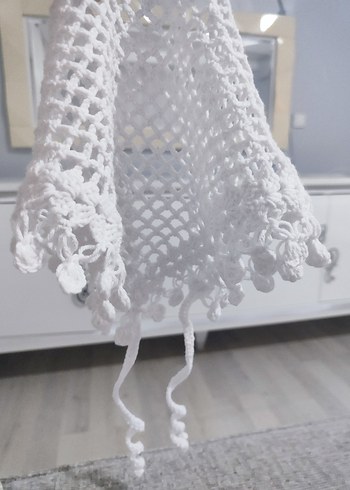 El Örgüsü Bohem Beyaz Dantel Bandana - Görsel 4