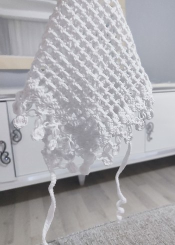 El Örgüsü Bohem Beyaz Dantel Bandana - Görsel 2