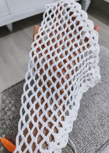 El Örgüsü Bohem Beyaz Dantel Bandana - Görsel 8