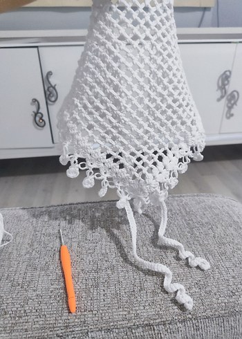 El Örgüsü Bohem Beyaz Dantel Bandana - Görsel 3