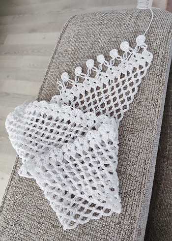 El Örgüsü Bohem Beyaz Dantel Bandana - Görsel 5