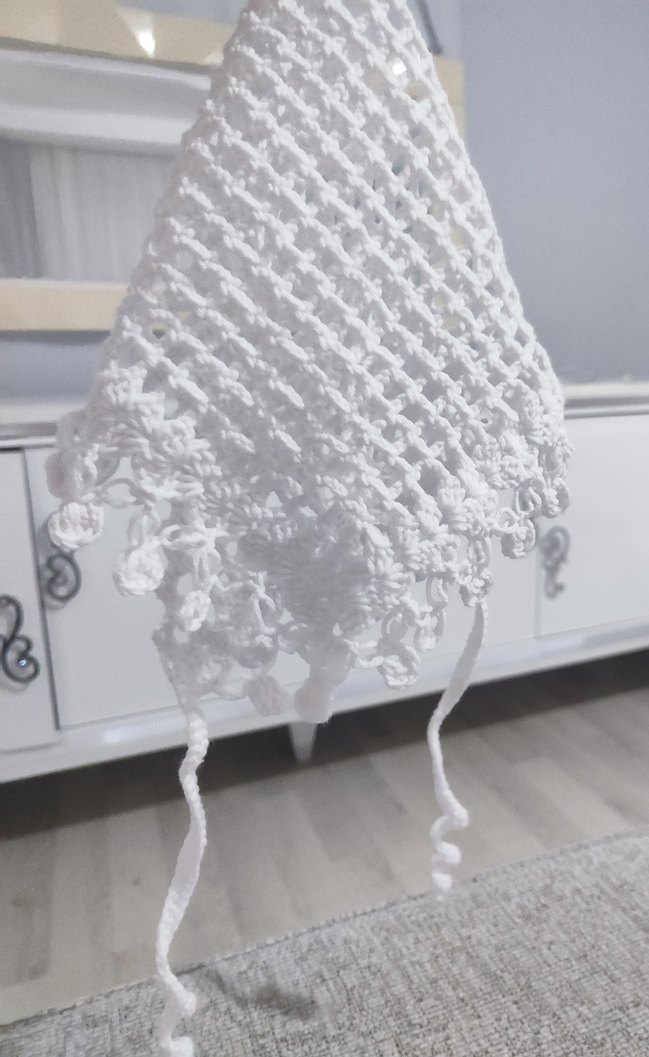 El Örgüsü Bohem Beyaz Dantel Bandana - Görsel 2