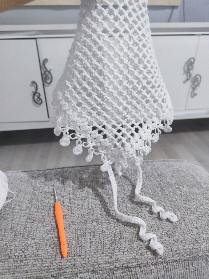 El Örgüsü Bohem Beyaz Dantel Bandana - Görsel 3