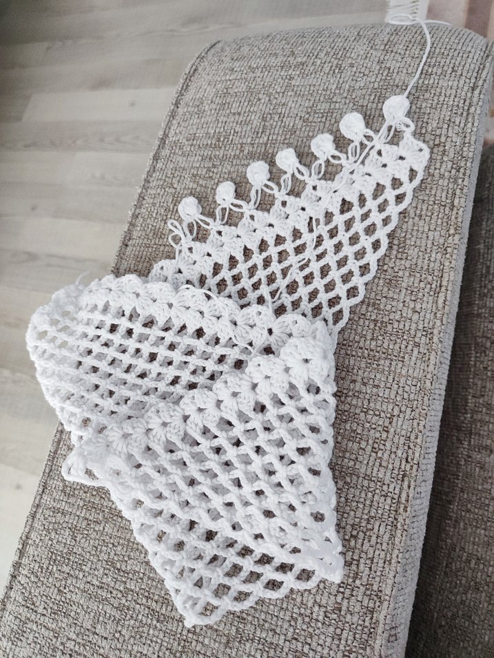 El Örgüsü Bohem Beyaz Dantel Bandana - Görsel 5