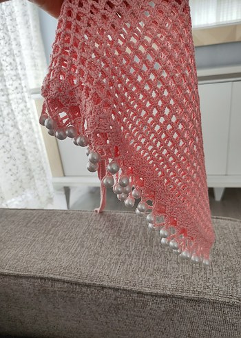 İnci Detaylı Pembe Dantel Bohem Bandana - Görsel 11