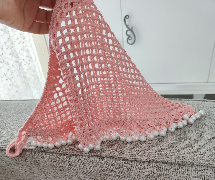 Dantel İşlemeli Pembe Bohem Örgü Saç Bandı - Görsel 4