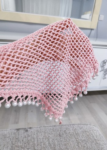 Dantel Detaylı Pembe Bohem Örgü Saç Bandanası - Görsel 11