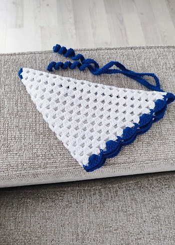 Mavi Kenarlı Bandana - Görsel 5