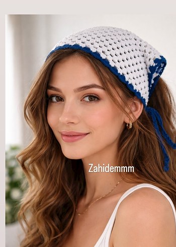 Mavi Kenarlı Bandana - Görsel 3