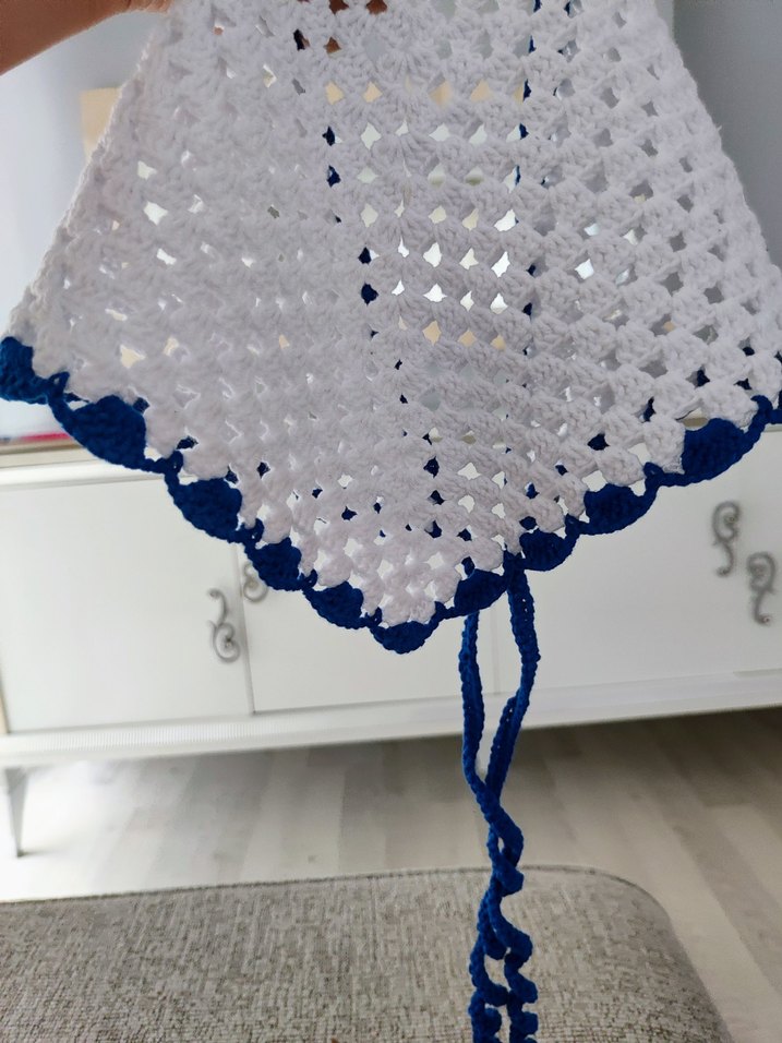 Bohem Beyaz Örgü Saç Bandı - Görsel 3