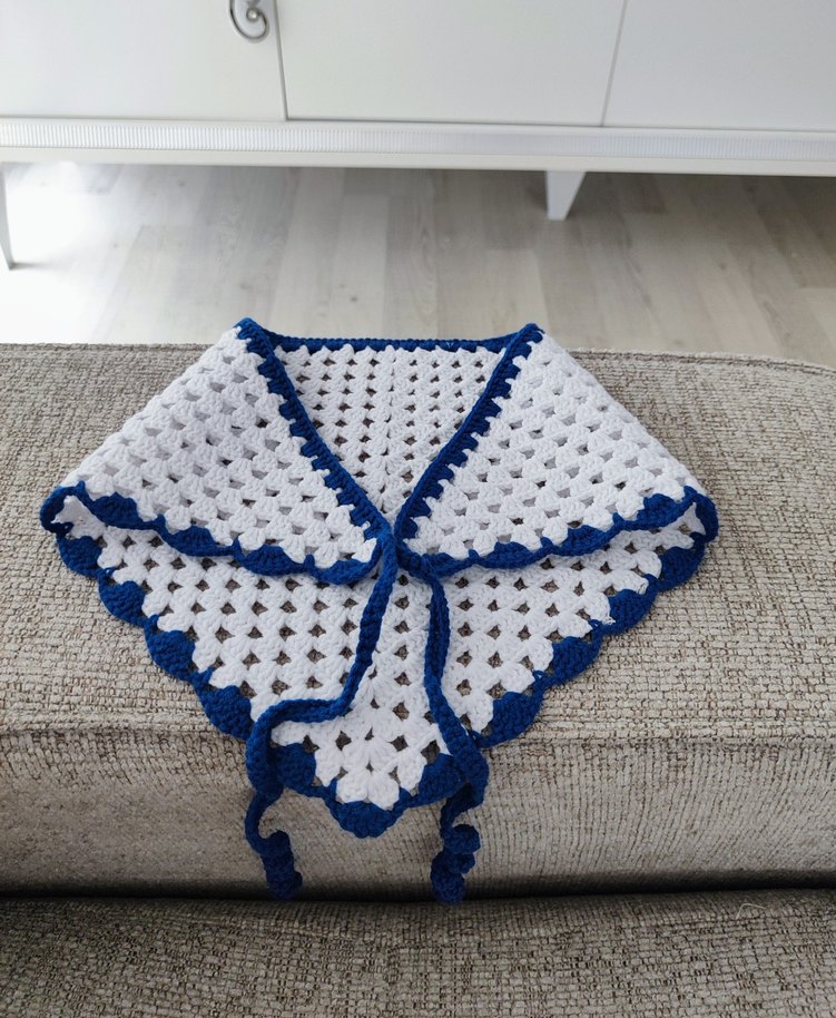 Bohem Beyaz Örgü Saç Bandı - Görsel 5