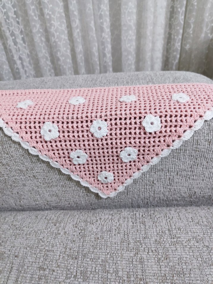 Dantel Detaylı Pembe Örgü Bandana - Görsel 4