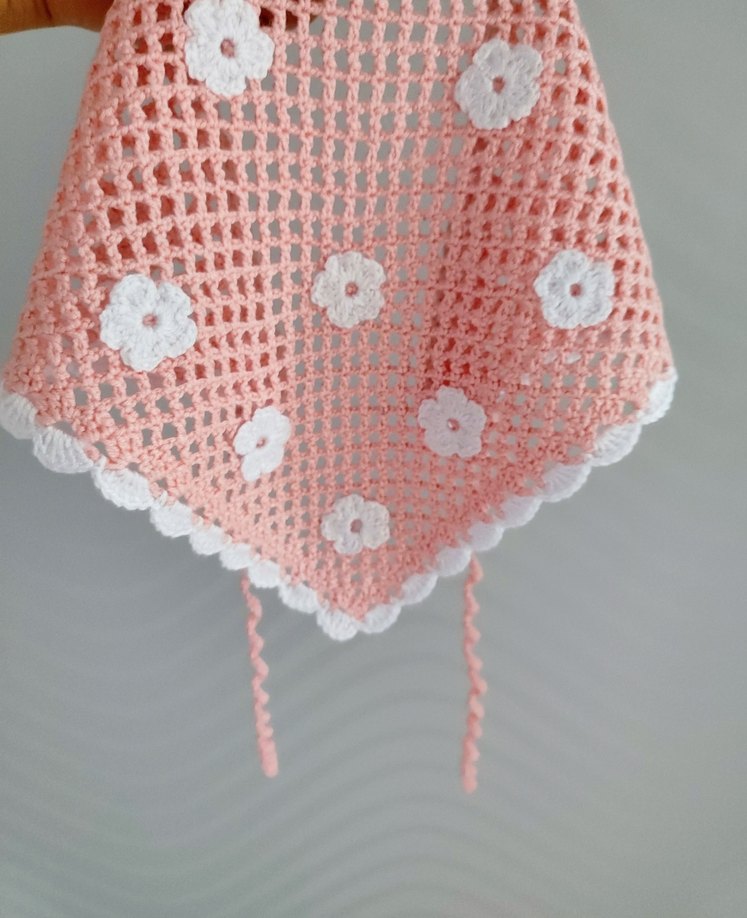 Dantel Detaylı Pembe Bohem Örgü Fular - Görsel 3