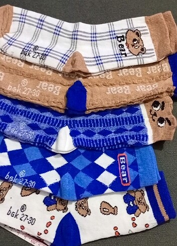 5Adet Ayıcık Desenli Çocuk Çorap 27-30no - Görsel 5