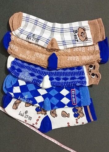 5Adet Ayıcık Desenli Çocuk Çorap 27-30no - Görsel 6