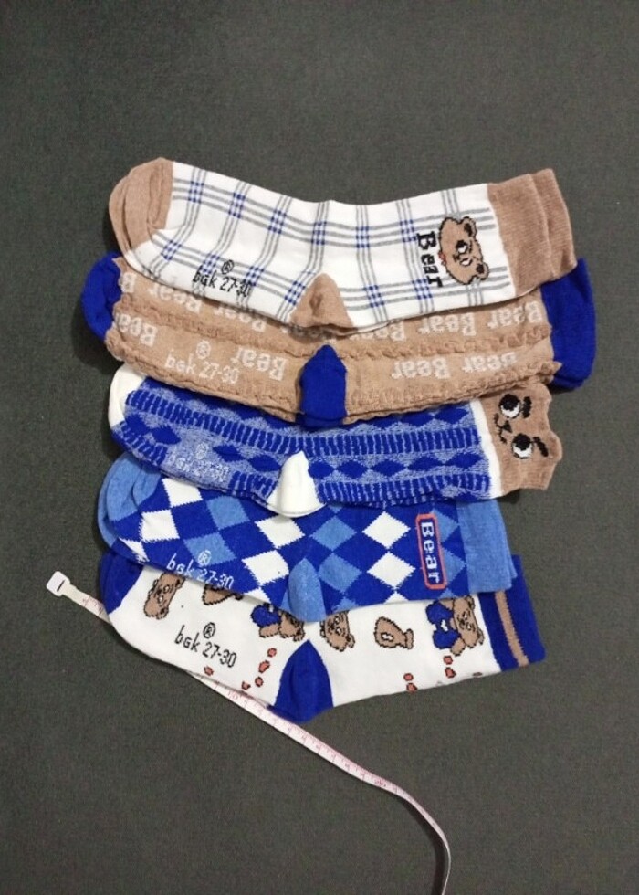 5Adet Ayıcık Desenli Çocuk Çorap 27-30no - Görsel 4